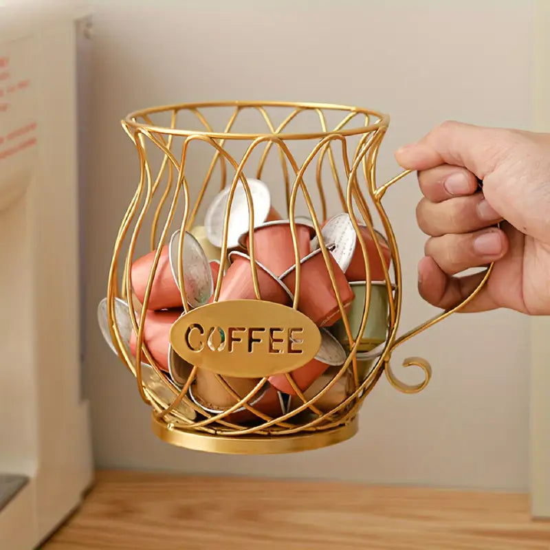 Wrought Iron Coffee Capsule Holder in Cup Shape | KELiving