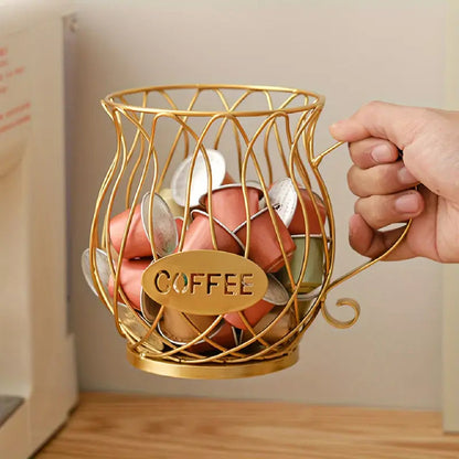 Wrought Iron Coffee Capsule Holder in Cup Shape | KELiving