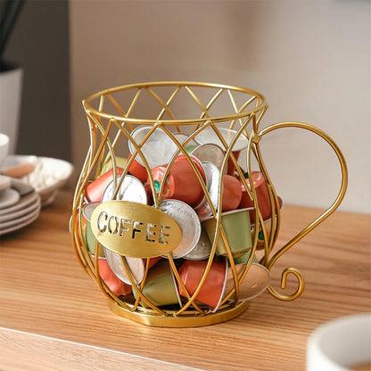 Wrought Iron Coffee Capsule Holder in Cup Shape | KELiving