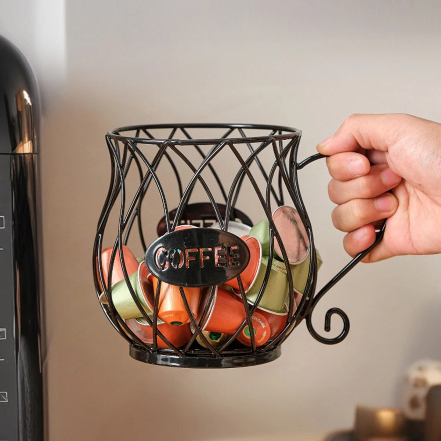 Wrought Iron Coffee Capsule Holder in Cup Shape | KELiving