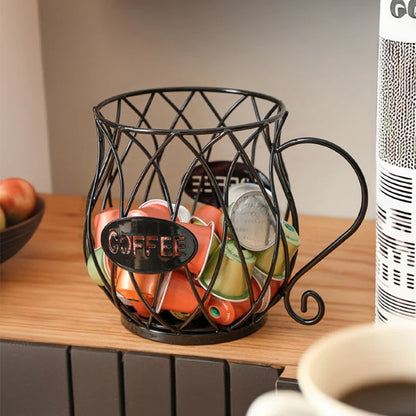 Wrought Iron Coffee Capsule Holder in Cup Shape | KELiving