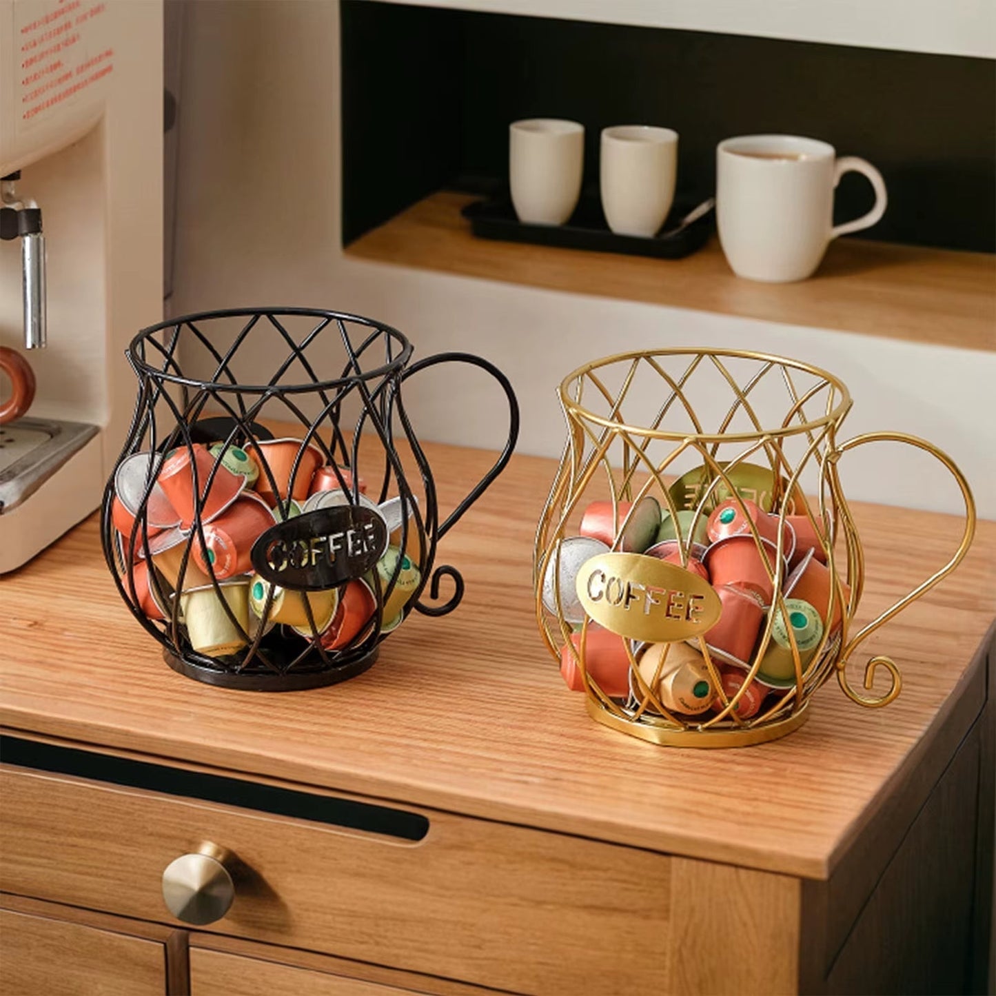 Wrought Iron Coffee Capsule Holder in Cup Shape | KELiving