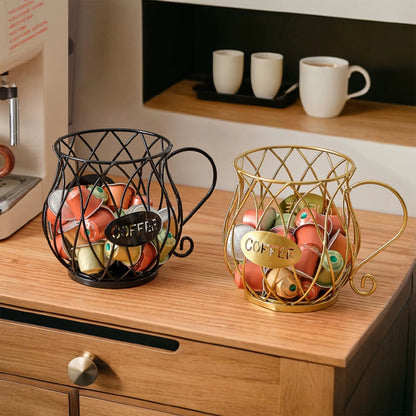 Wrought Iron Coffee Capsule Holder in Cup Shape | KELiving
