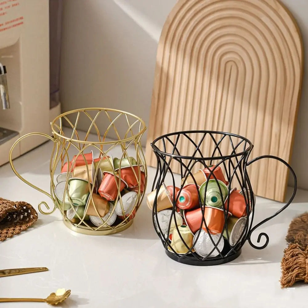 Wrought Iron Coffee Capsule Holder in Cup Shape | KELiving
