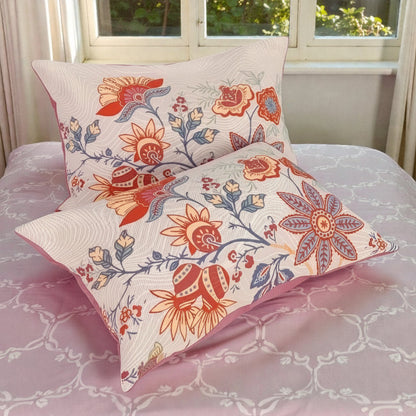 Rustic Floral Boho Pillowcases, 100% Cotton, Set of 2
