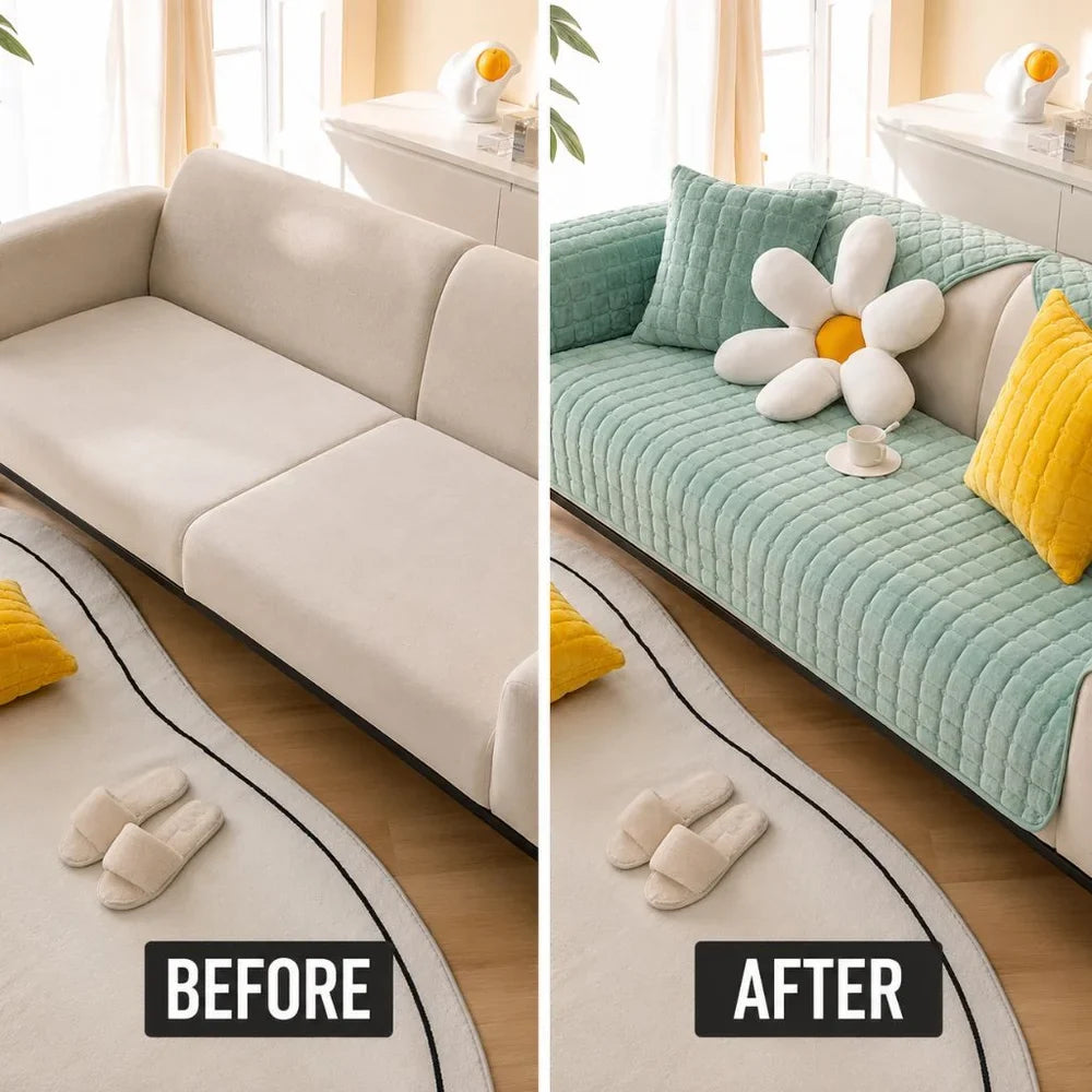 Flannel Sofa Cushion Cover Non-Slip Thickened Plush