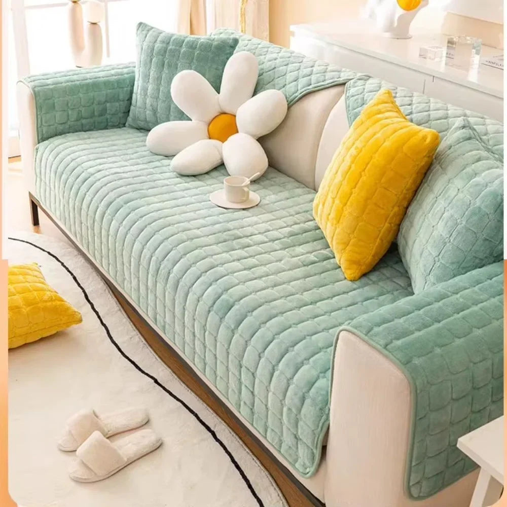 Flannel Sofa Cushion Cover Non-Slip Thickened Plush
