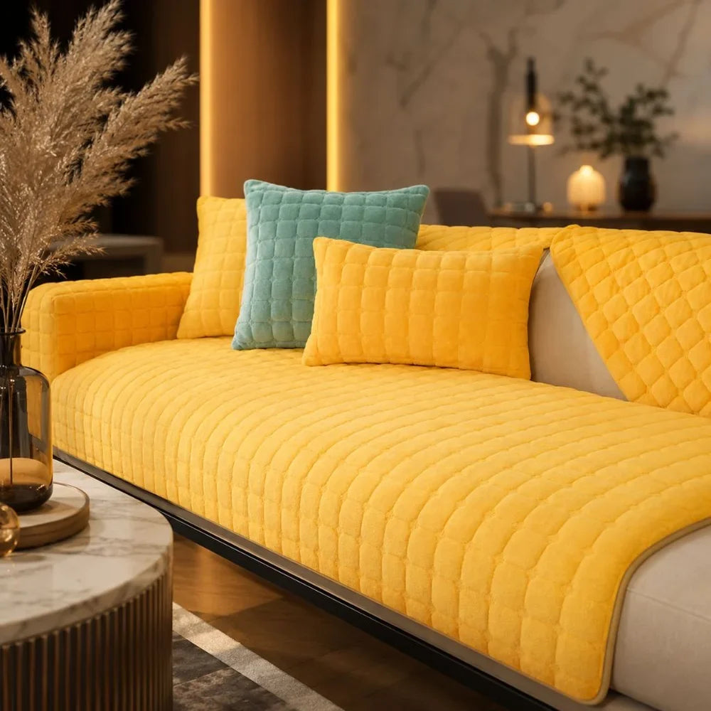 Flannel Sofa Cushion Cover Non-Slip Thickened Plush