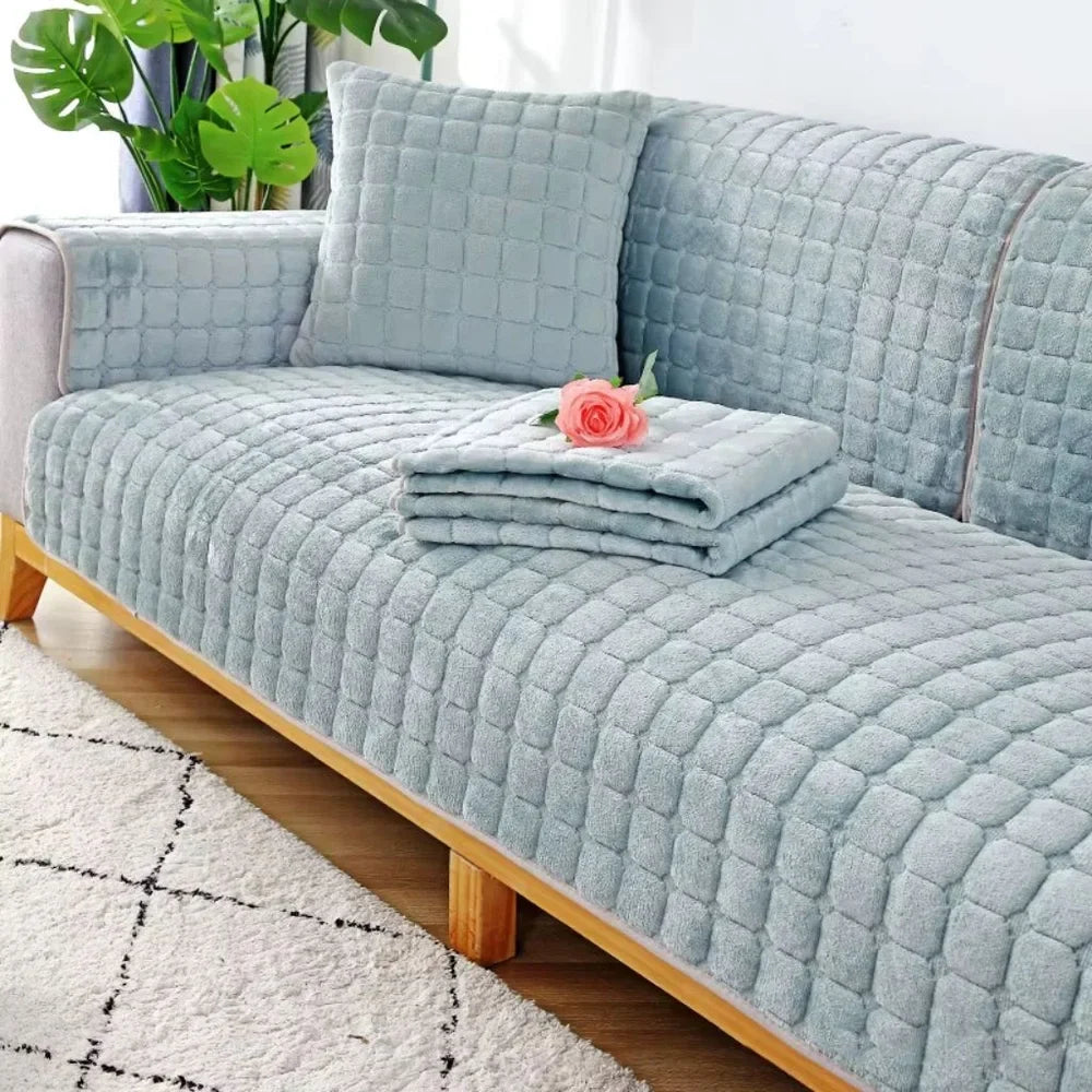 Flannel Sofa Cushion Cover Non-Slip Thickened Plush