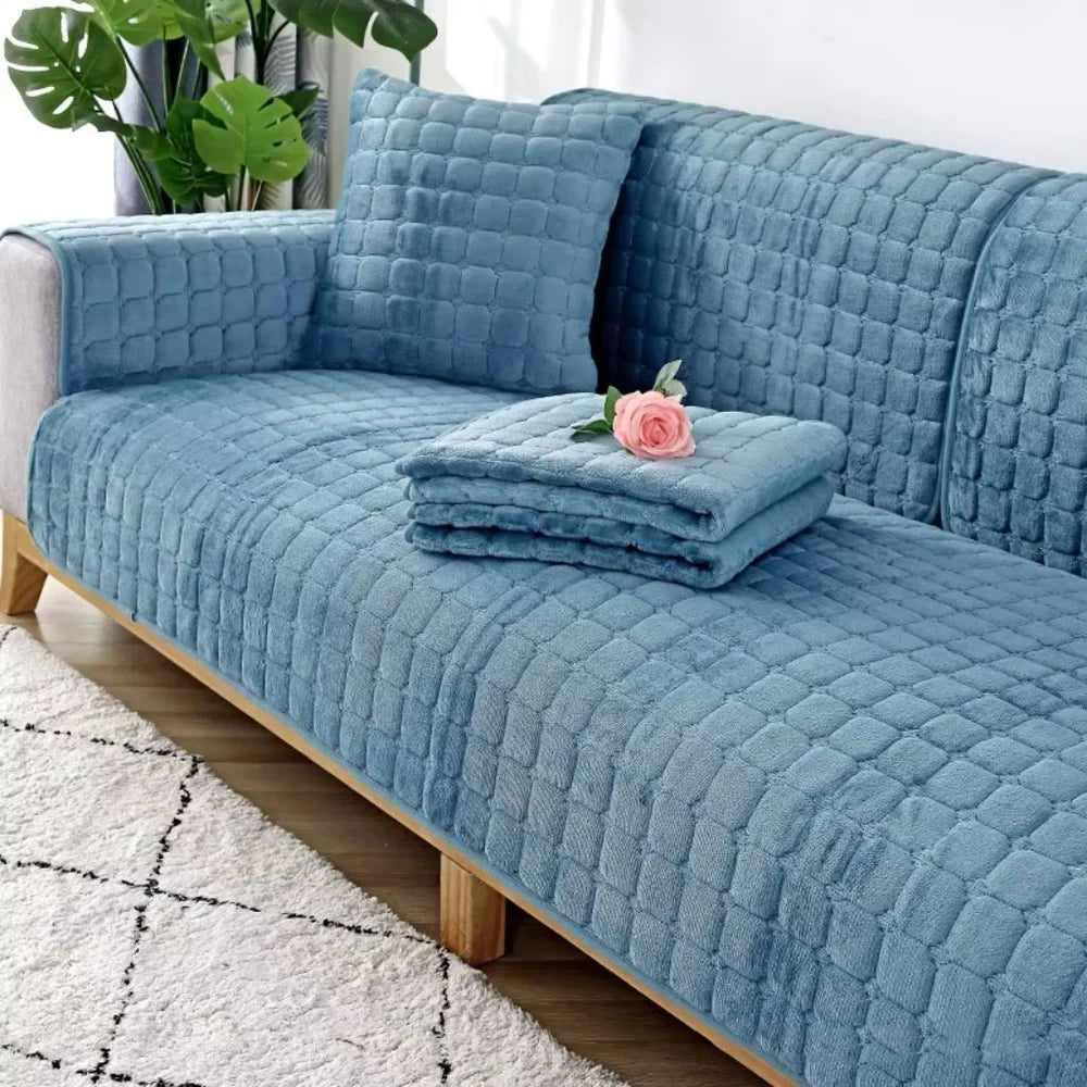 Flannel Sofa Cushion Cover Non-Slip Thickened Plush
