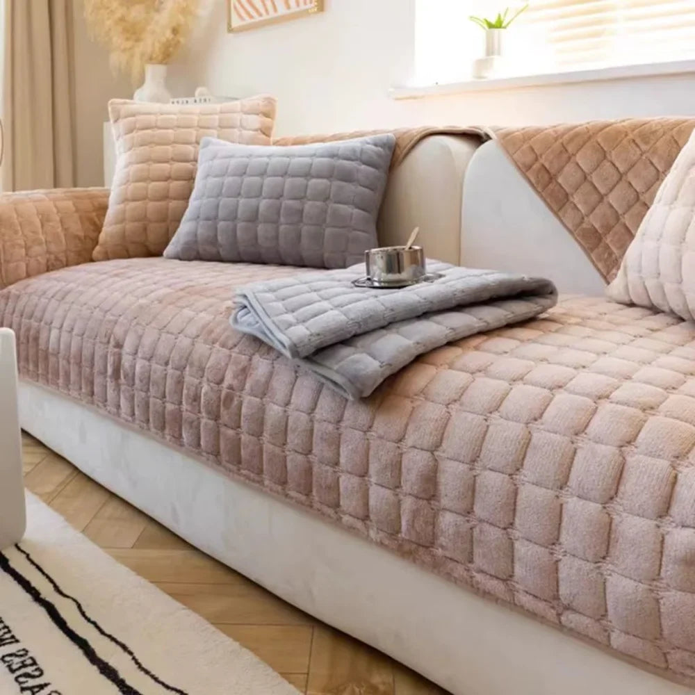 Flannel Sofa Cushion Cover Non-Slip Thickened Plush