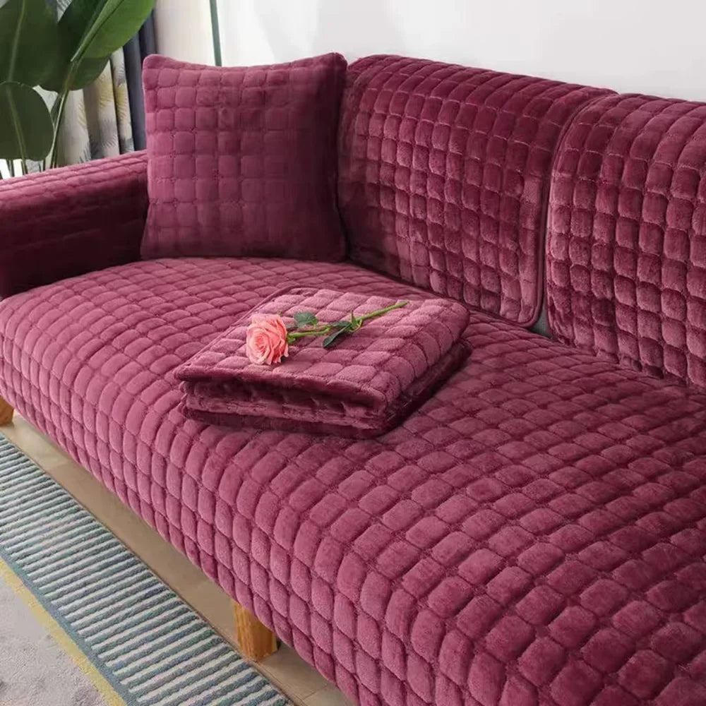 Flannel Sofa Cushion Cover Non-Slip Thickened Plush