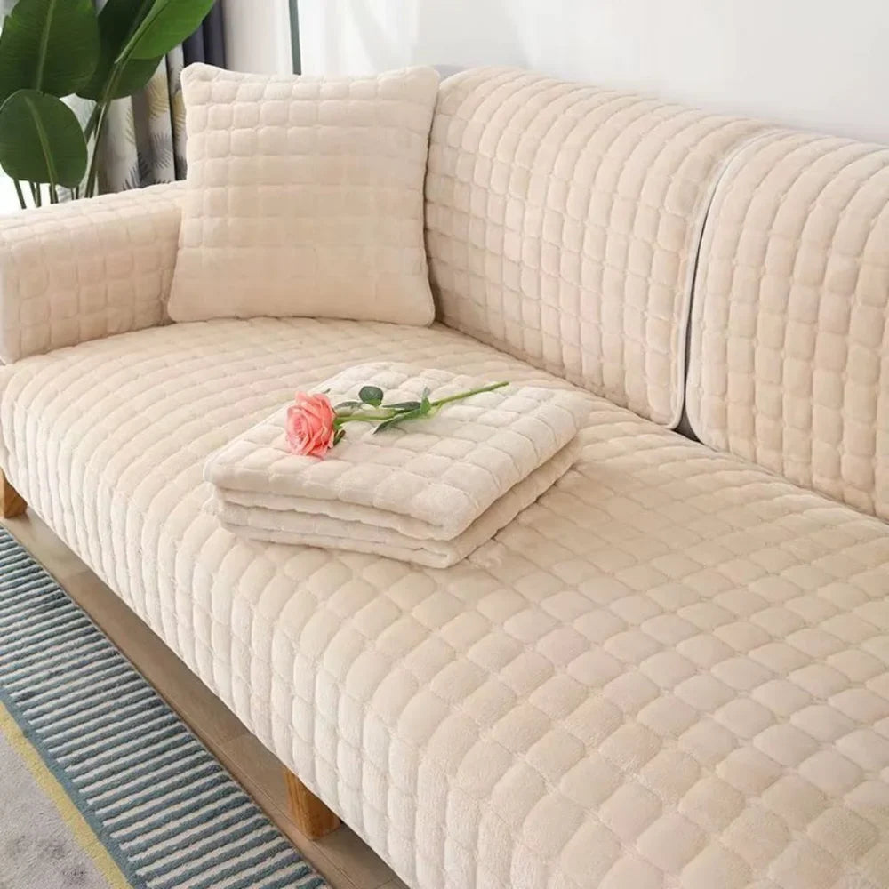 Flannel Sofa Cushion Cover Non-Slip Thickened Plush