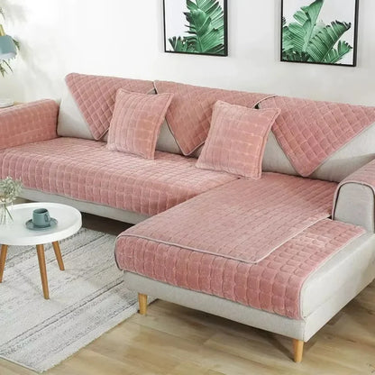 Flannel Sofa Cushion Cover Non-Slip Thickened Plush