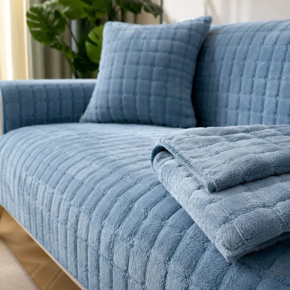 Flannel Sofa Cushion Cover Non-Slip Thickened Plush