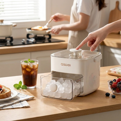 Electric Ice Maker, High Capacity, for Ice Cubes and Ice Balls, Kitchen or Home Bar