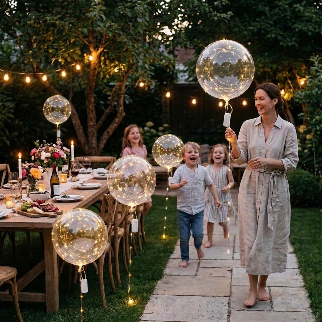 LED Balloons with Lights, Clear Balloon 45 cm, Set of 10 with Warm White Fairy Light Wire