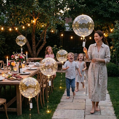 LED Balloons with Lights, Clear Balloon 45 cm, Set of 10 with Warm White Fairy Light Wire
