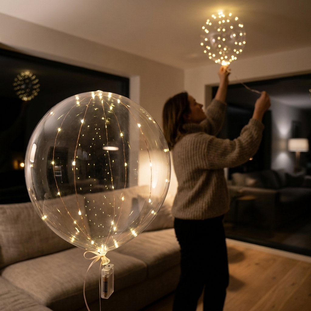 LED Balloons with Lights, Clear Balloon 45 cm, Set of 10 with Warm White Fairy Light Wire