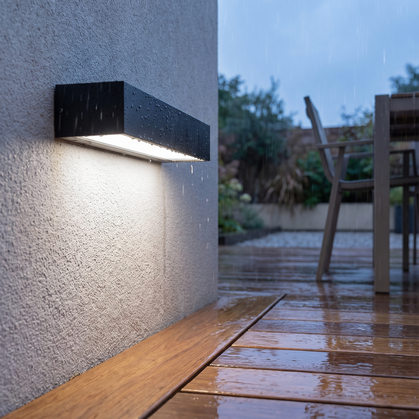 Outdoor Wall Lamp, IP65, 30 cm, Black Aluminum, LED Warm & Cool White