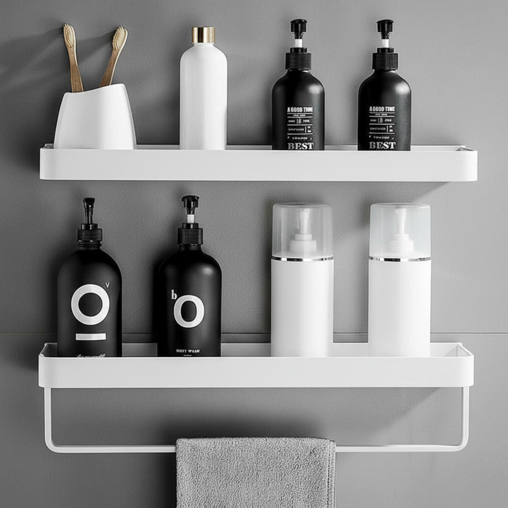 Luxury No-Drill Bathroom Shelf, Stylish, Durable & Space-Saving