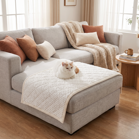 Quilted Sofa Cover, Pet-Friendly Microfiber, Non-Slip Backing
