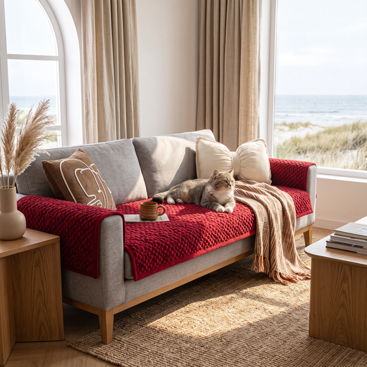 Quilted Sofa Cover, Pet-Friendly Microfiber, Non-Slip Backing
