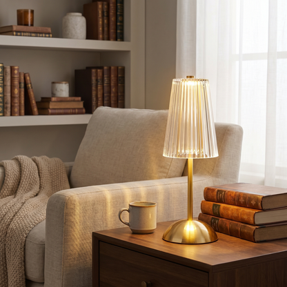 Rechargeable Crystal LED Lamp, Gold Iron, Touch Dimmer, 3 Modes, 4 Shapes