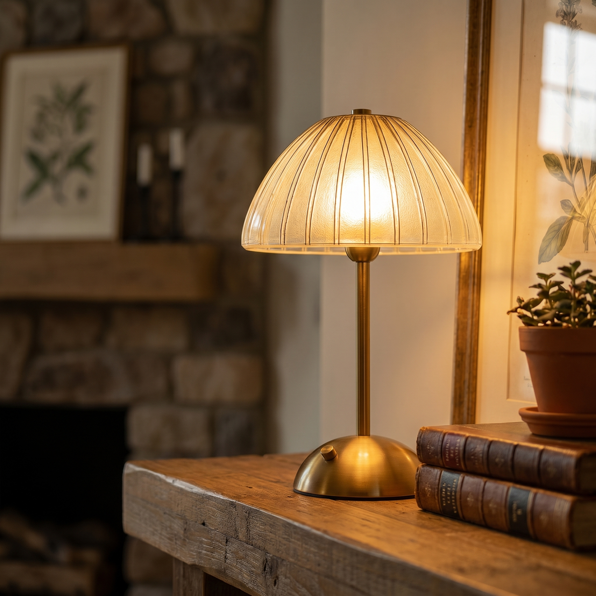 Rechargeable Crystal LED Lamp, Gold Iron, Touch Dimmer, 3 Modes, 4 Shapes
