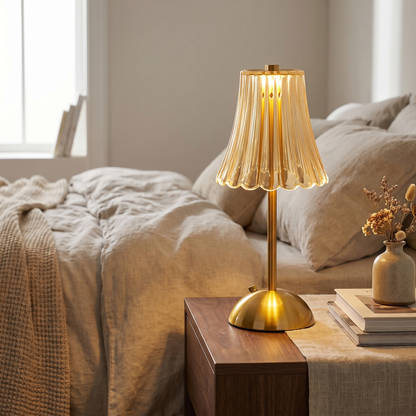 Rechargeable Crystal LED Lamp, Gold Iron, Touch Dimmer, 3 Modes, 4 Shapes