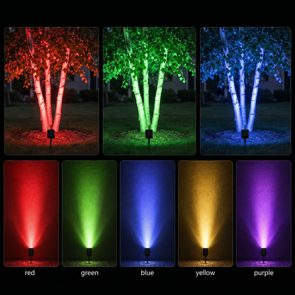 Solar Tree Uplight Landscape Spotlight, Premium Outdoor LED Lighting, Adjustable Beam