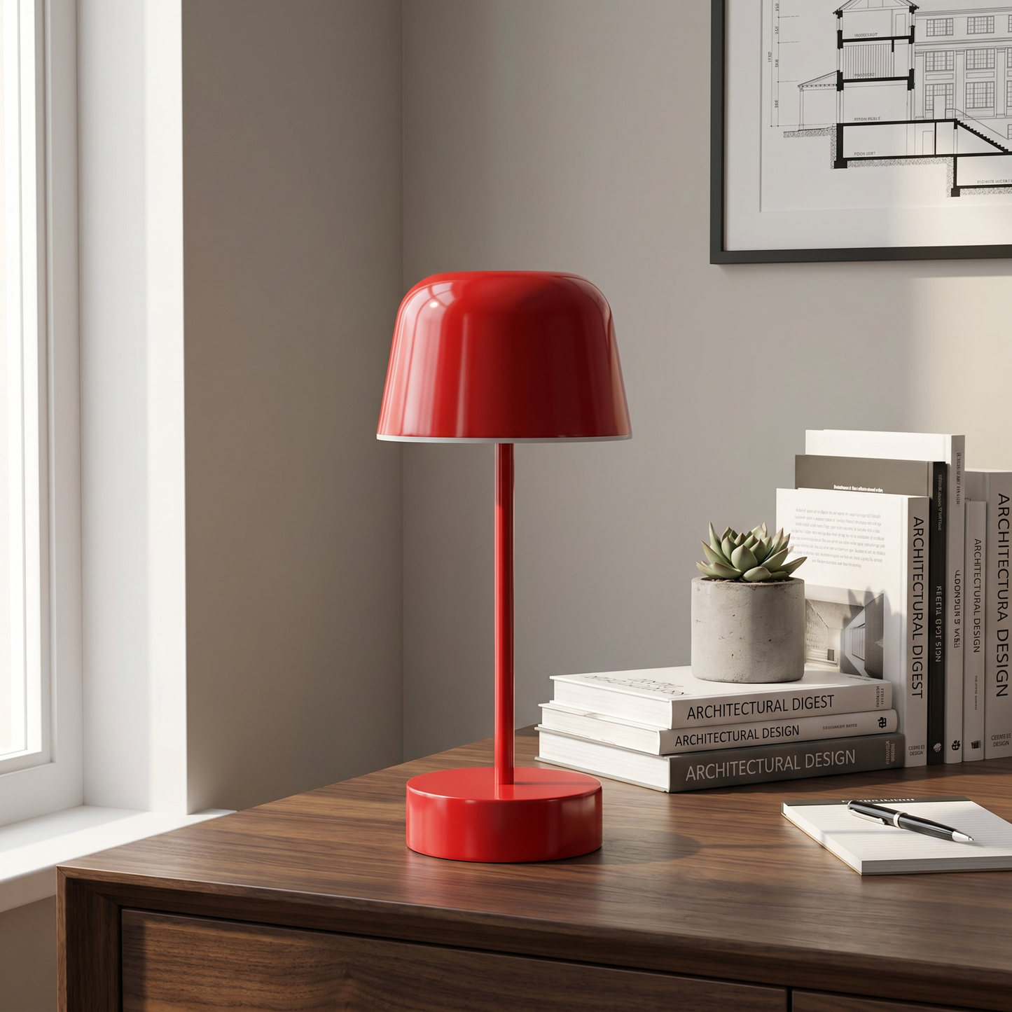 Rechargeable Table Lamp, Dimmable, Iron, Three Light Settings, 3600mAh