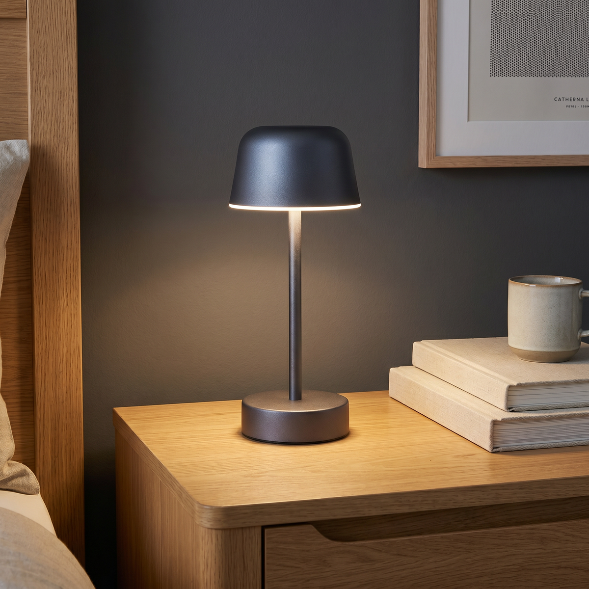 Rechargeable Table Lamp, Dimmable, Iron, Three Light Settings, 3600mAh