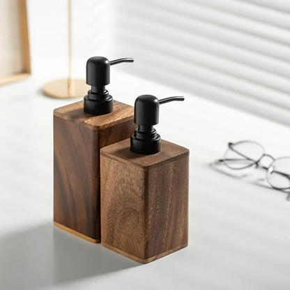 Rustic Wooden Soap and Lotion Dispenser with Matte Black Pump, for the Bathroom