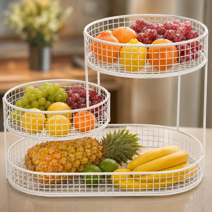 Stainless Steel Multi-Layer Round Fruit Basket Display Rack