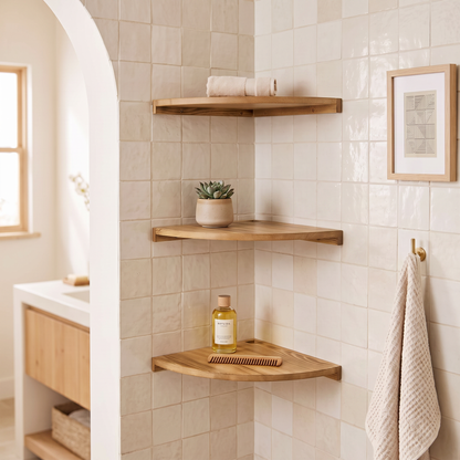 Timber Corner Floating Shelf, Solid Hardwood, Matte, Three Sizes, 15 lb