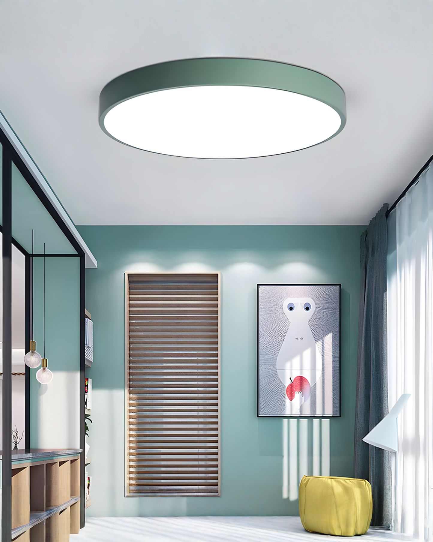 Round LED Ceiling Lamp Minimalist – Metal & Acrylic - Blue