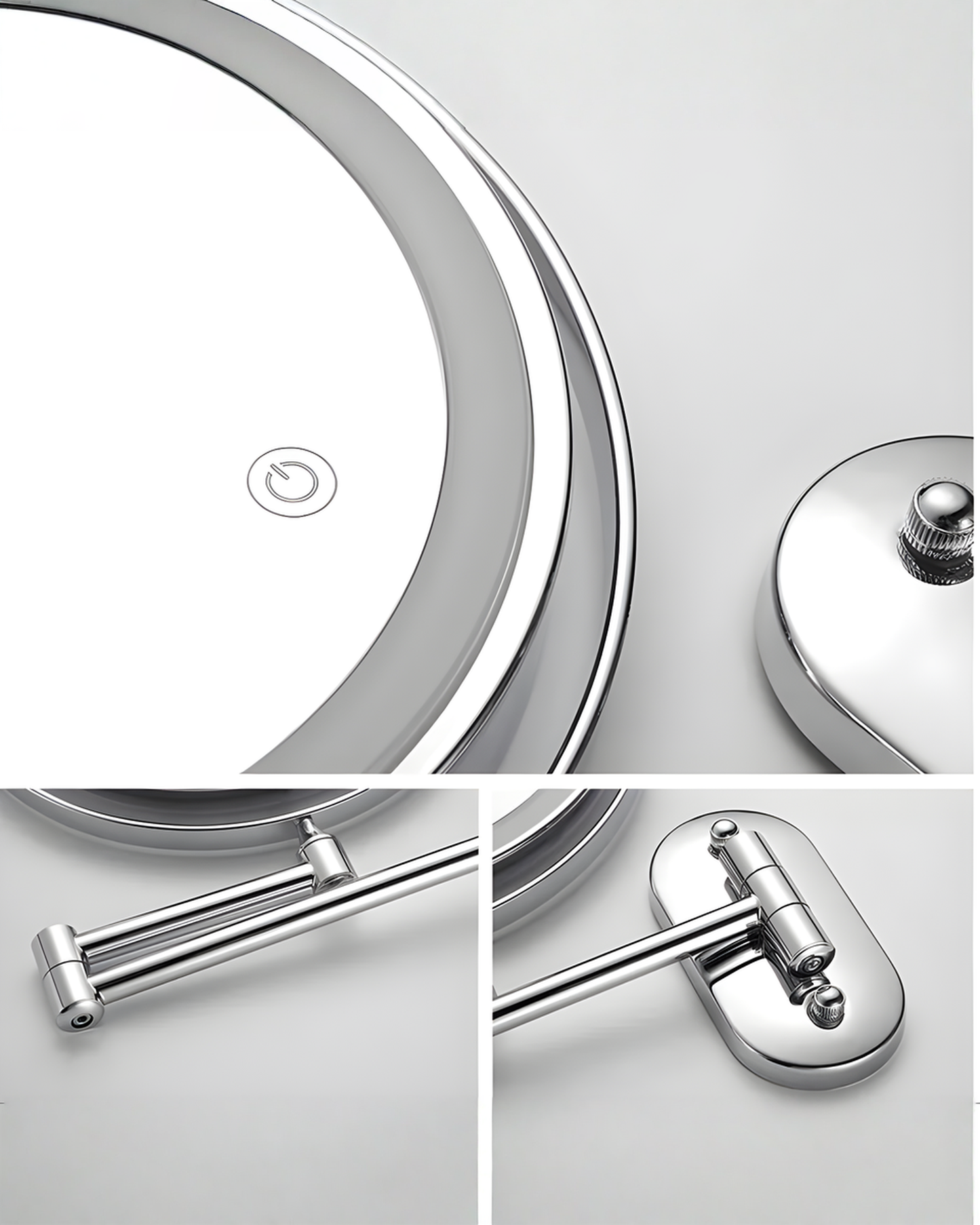 LED Magnifying Mirror Chrome Silver for Makeup and Bathroom - 7X