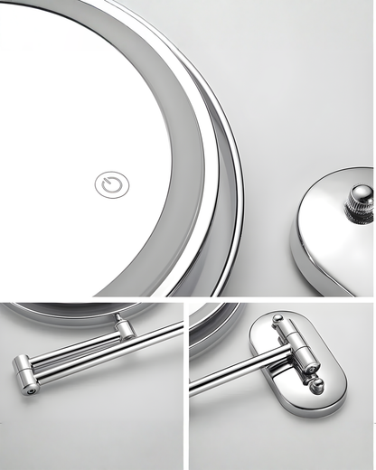 LED Magnifying Mirror Chrome Silver for Makeup and Bathroom - 7X