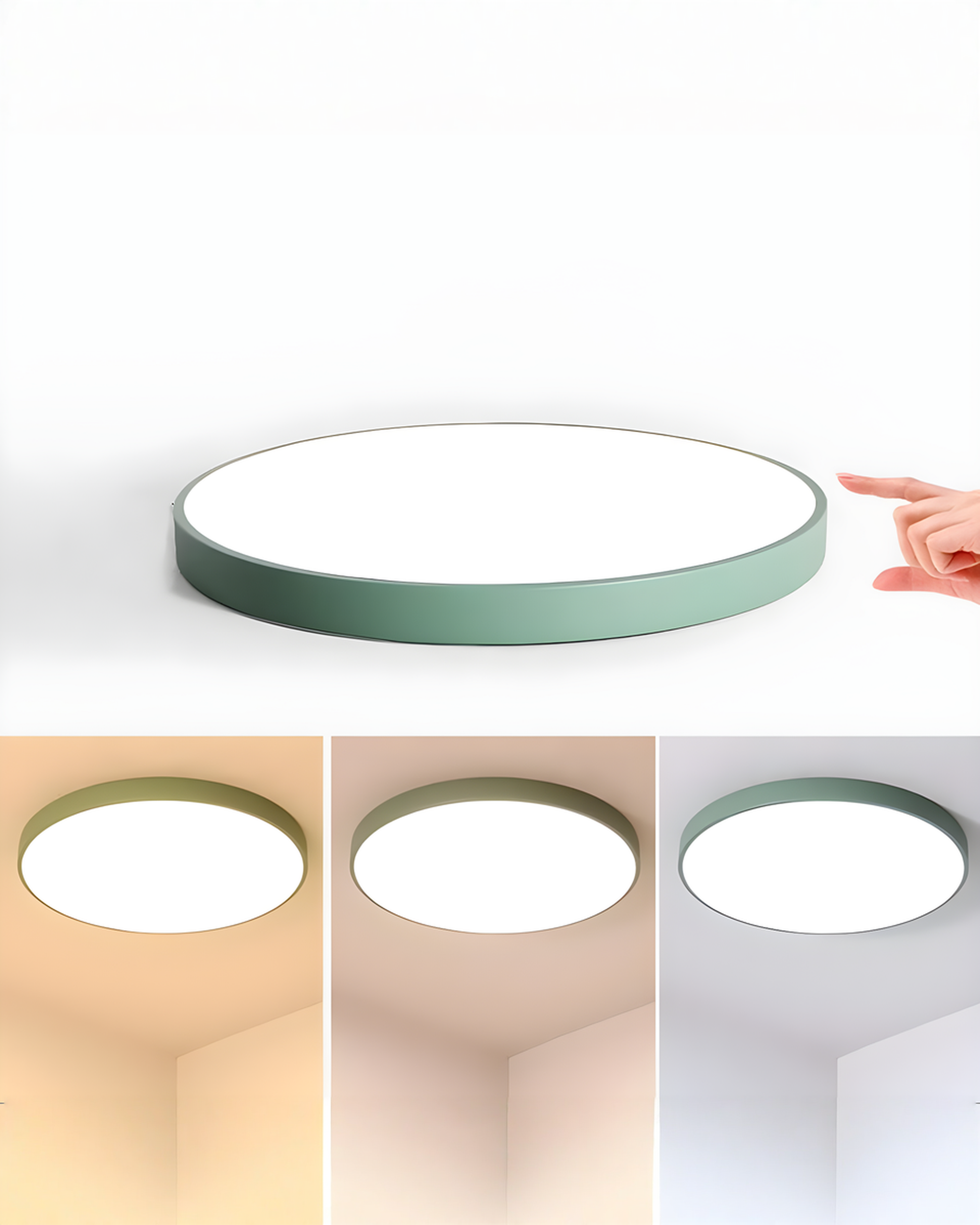 Round LED Ceiling Lamp Minimalist – Metal & Acrylic - Green