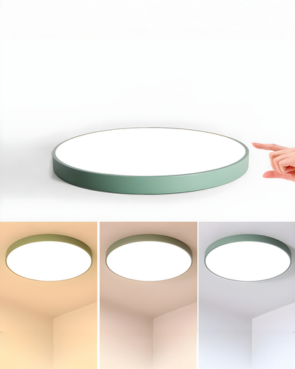 Round LED Ceiling Lamp Minimalist – Metal & Acrylic - Green
