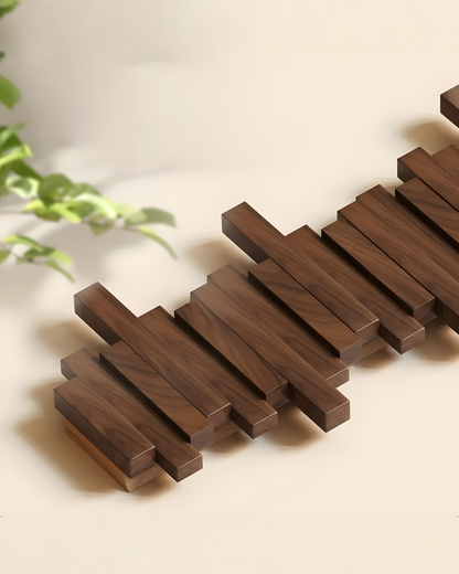 Wooden Wall Coat Rack with Folding Magnetic Hooks – Beech Wood, 3 to 10 Hooks - Walnut