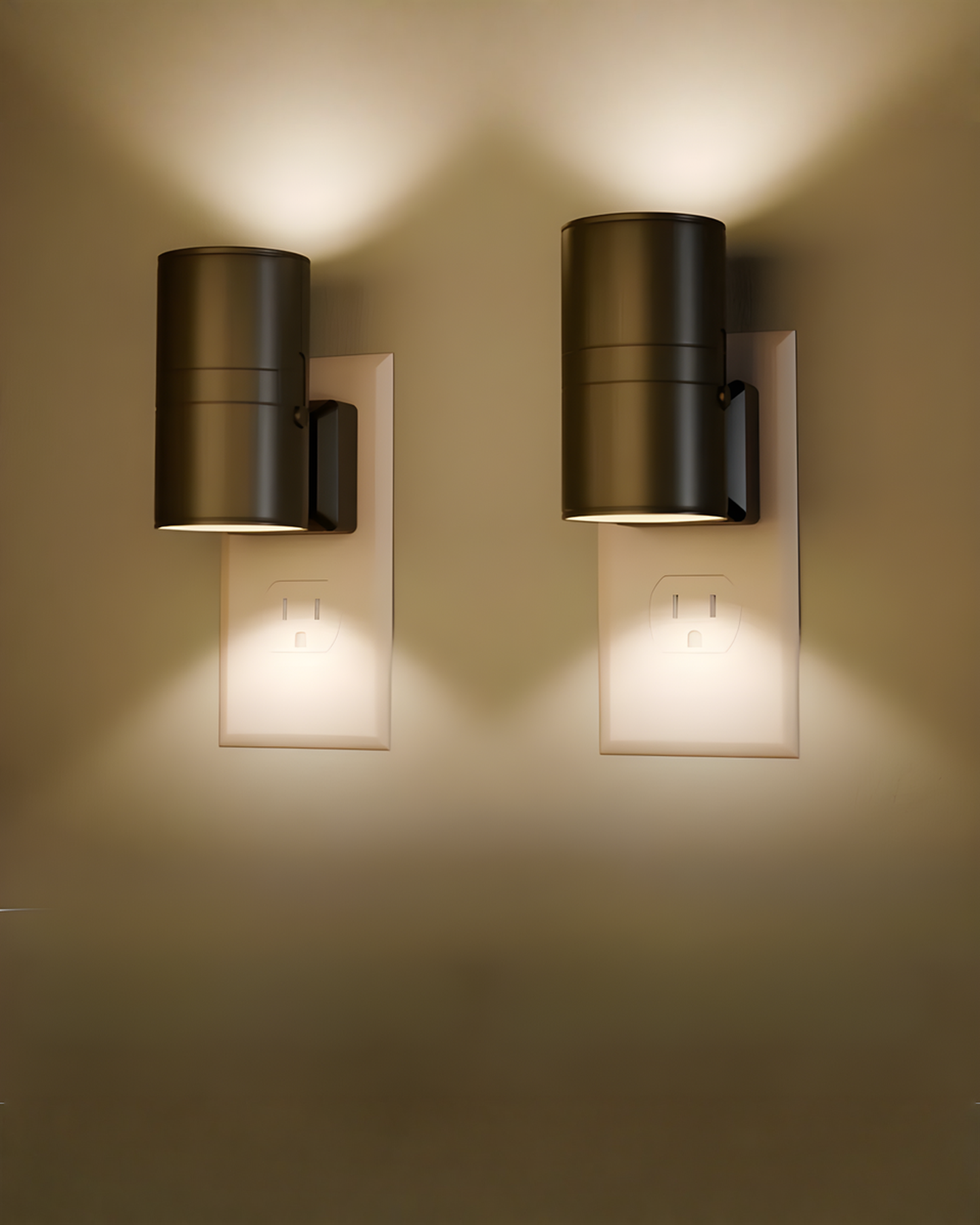 Dimmable Plug-In Night Light - Multicolor LED Night Light Modern, Set of 2 - Black