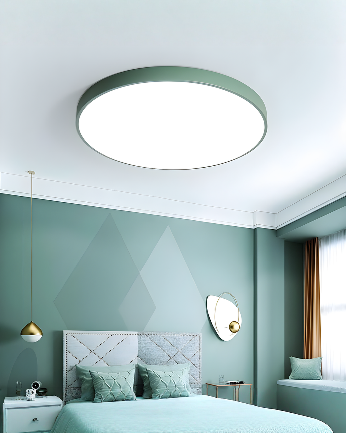 Round LED Ceiling Lamp Minimalist – Metal & Acrylic - Green