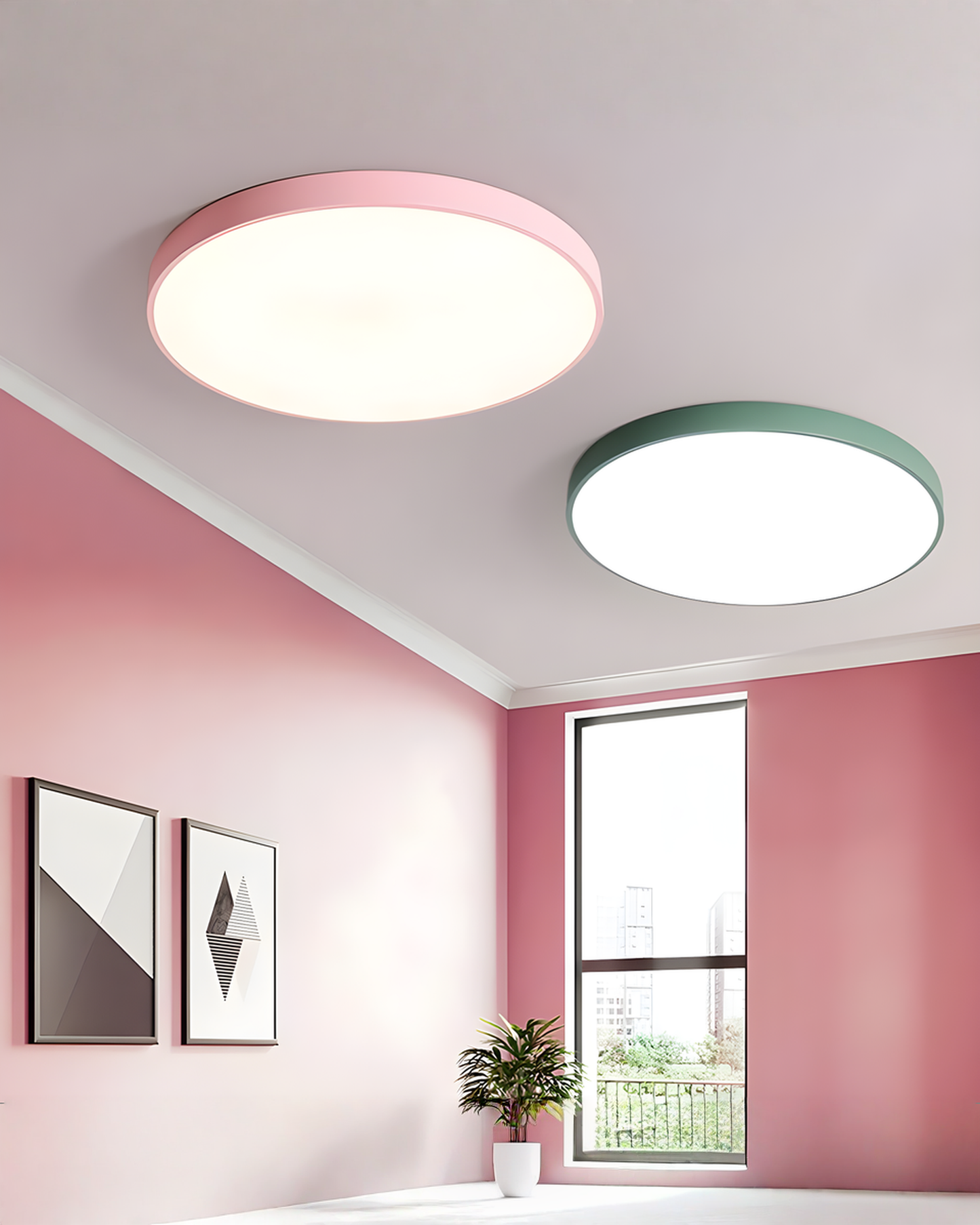 Round LED Ceiling Lamp Minimalist – Metal & Acrylic - Blue