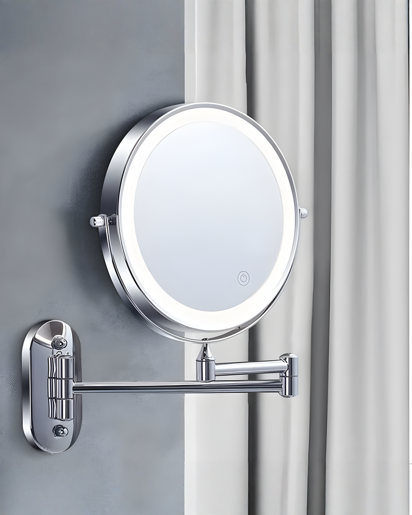LED Magnifying Mirror Chrome Silver for Makeup and Bathroom