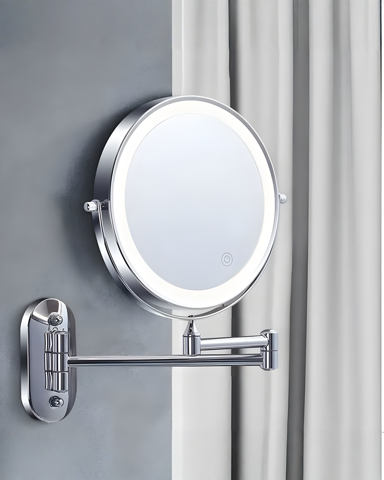 LED Magnifying Mirror Chrome Silver for Makeup and Bathroom