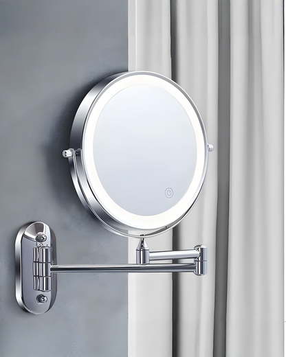 LED Magnifying Mirror Chrome Silver for Makeup and Bathroom