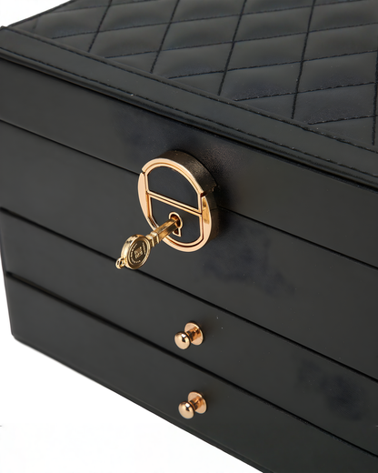 Sferica Jewelry Box Leather Multi-Layer - Black, Pink, Green, or White, 23 cm - Pink